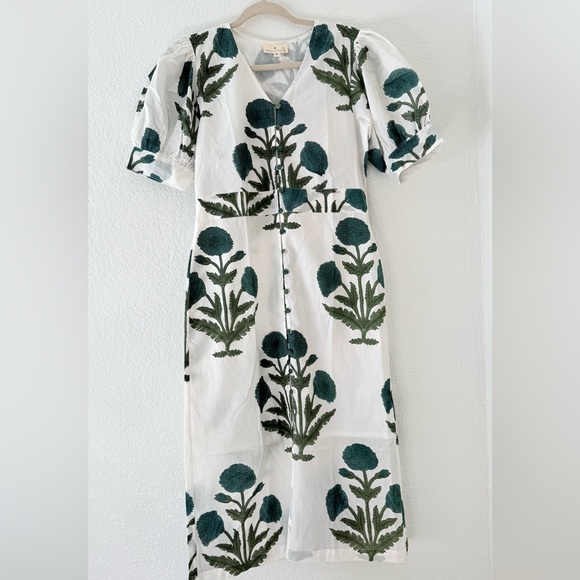 Indigo by boutin The poppy floral midi dress short puff sleeves size M - Picture 10 of 13